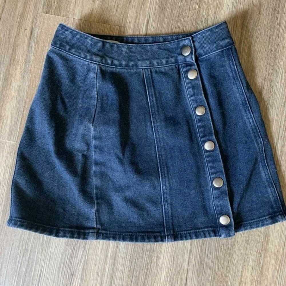 Bullhead Dark Blue Button Skirt